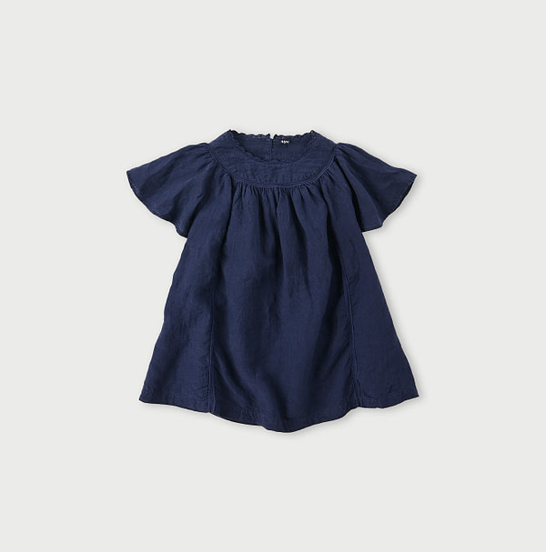 Indian Linen Chambray Blouse Navy