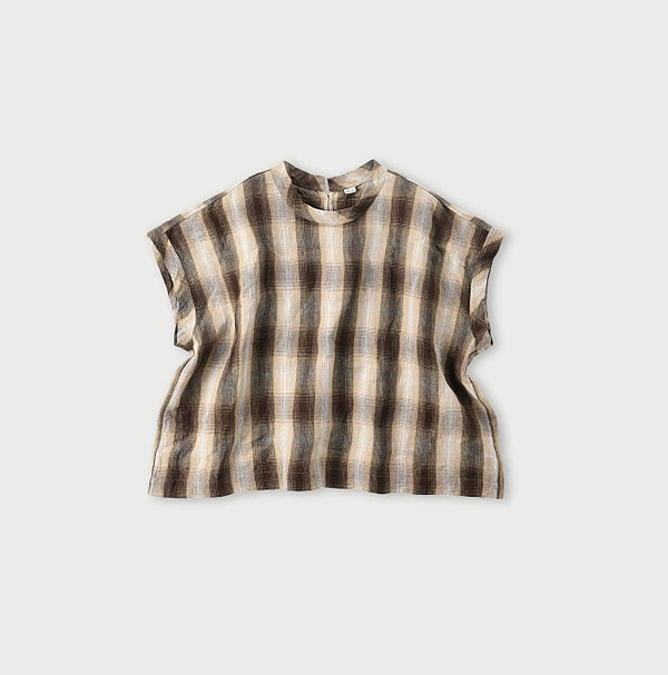 Indian Linen Twill Shadow Check M Camisole Brown