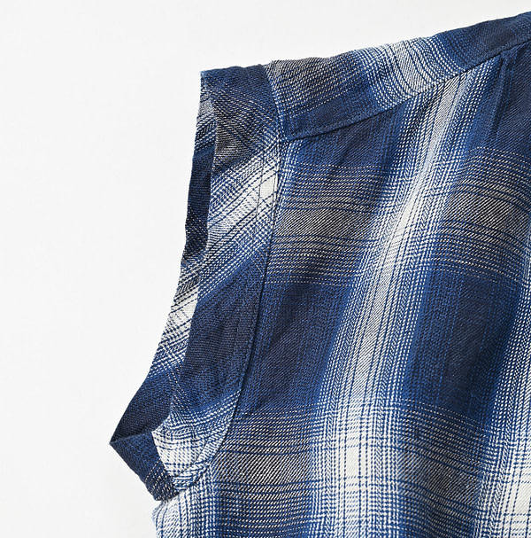 Indian Linen Twill Shadow Check Eastern M Dress Detail