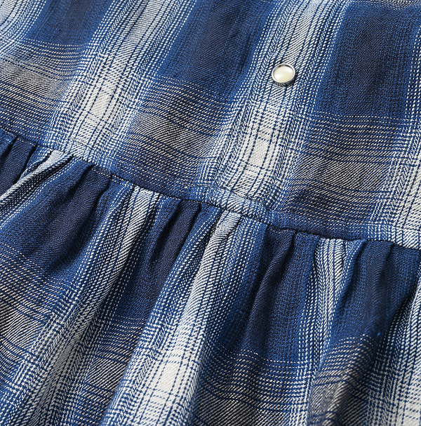 Indian Linen Twill Shadow Check Eastern M Dress Detail