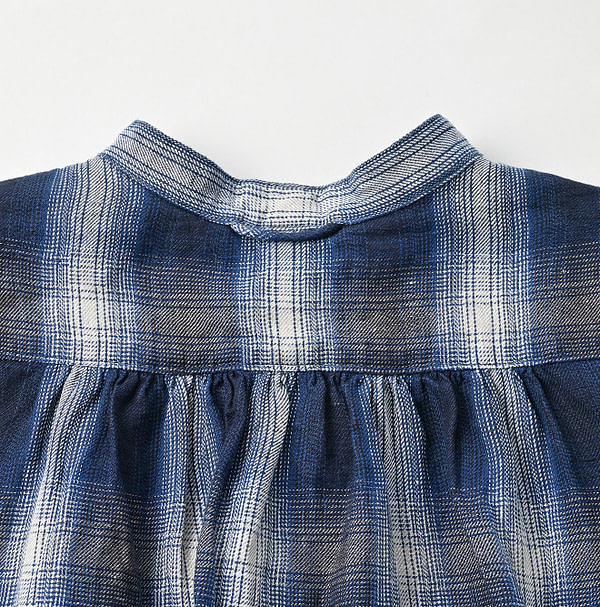 Indian Linen Twill Shadow Check Eastern M Dress Detail