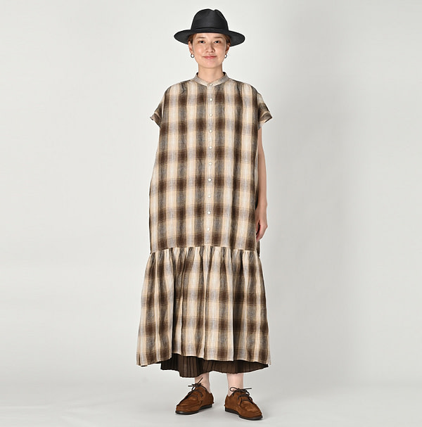 Indian Linen Twill Shadow Check Eastern M Dress Female Model