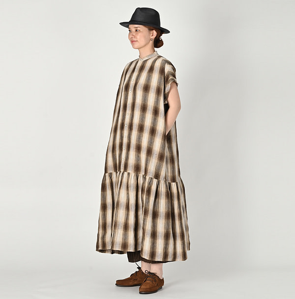 Indian Linen Twill Shadow Check Eastern M Dress Female Model