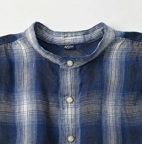 Indian Linen Twill Shadow Check Eastern M Dress Detail