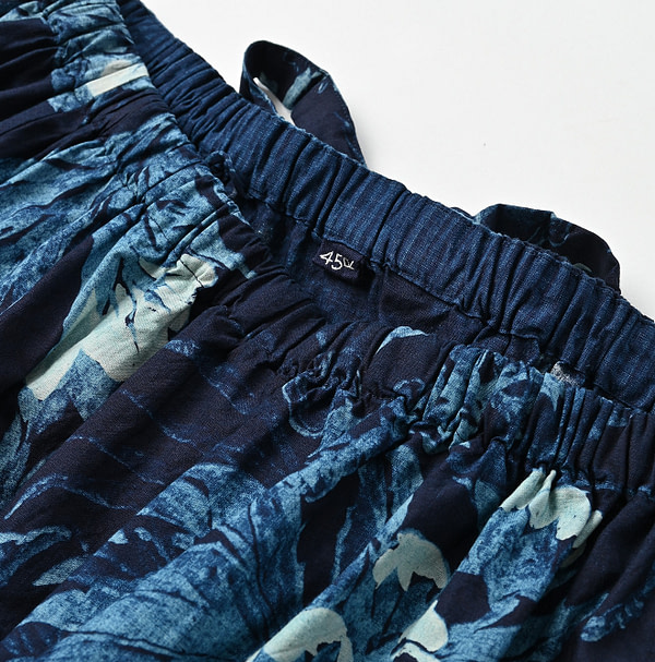 Indigo Eastern Aloha Print Puff Dress Detail