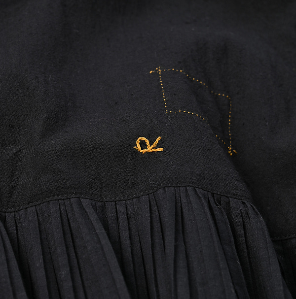 Indian Khadi Pleats Dress Detail