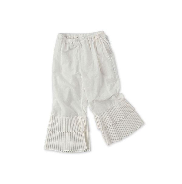 Indian Khadi Pleats Frill Wrapper Pants White