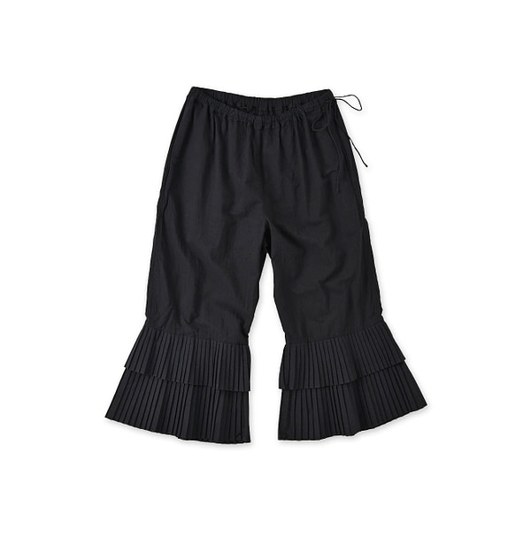 Indian Khadi Pleats Frill Wrapper Pants Black