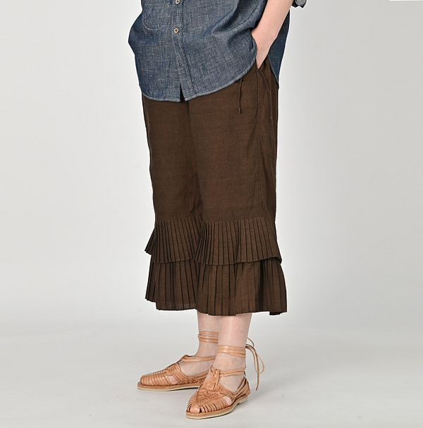 Indian Khadi Pleats Frill Wrapper Pants Female Model