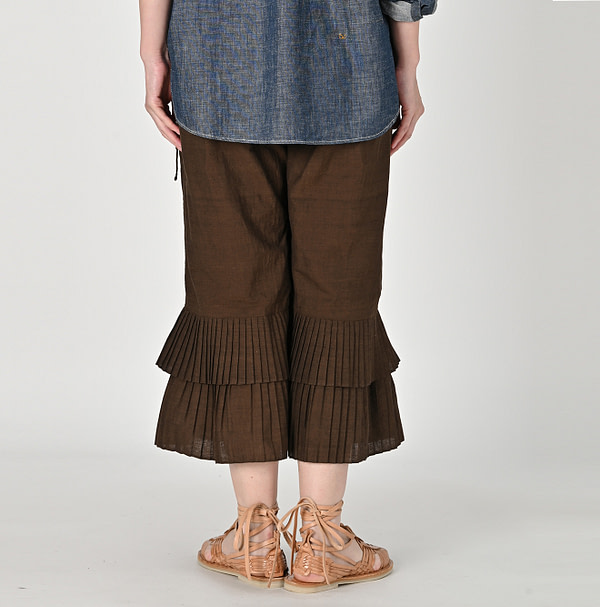 Indian Khadi Pleats Frill Wrapper Pants Female Model