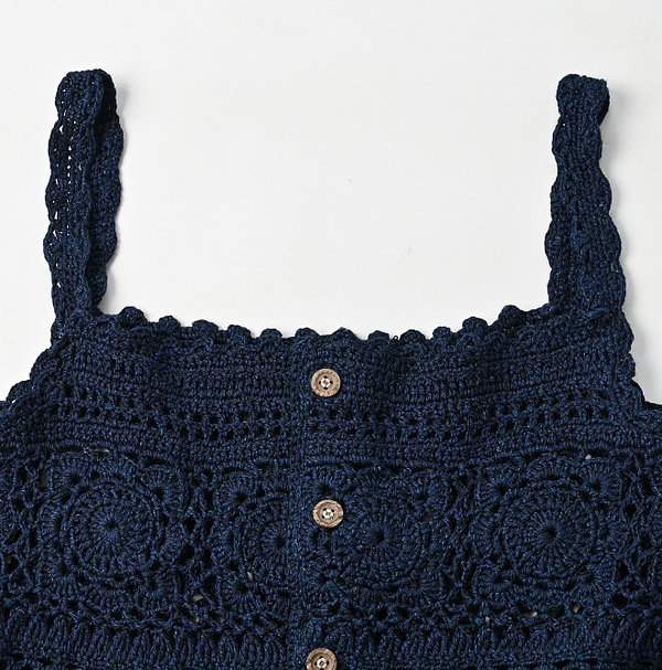 Indigo Kapa Crochet Flare Camisole Detail