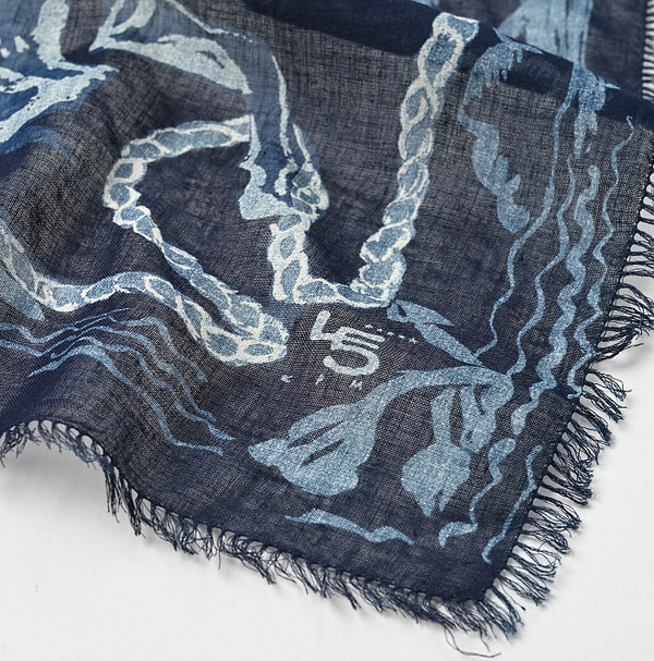 Indigo Gauze Paniolo Furoshiki Detail