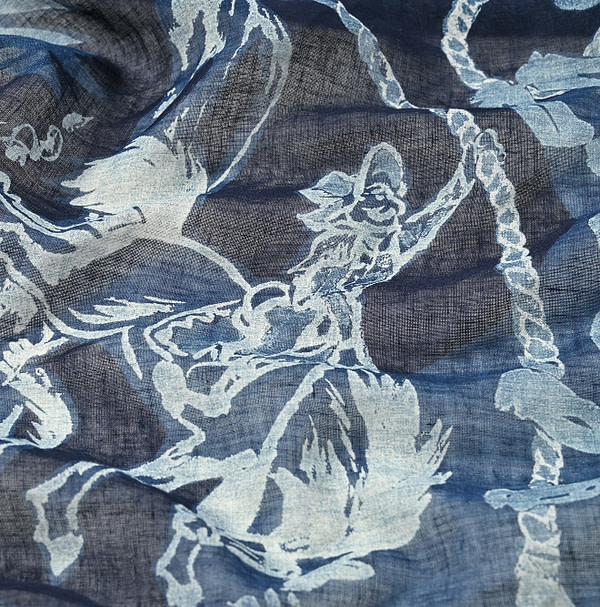 Indigo Gauze Paniolo Furoshiki Detail