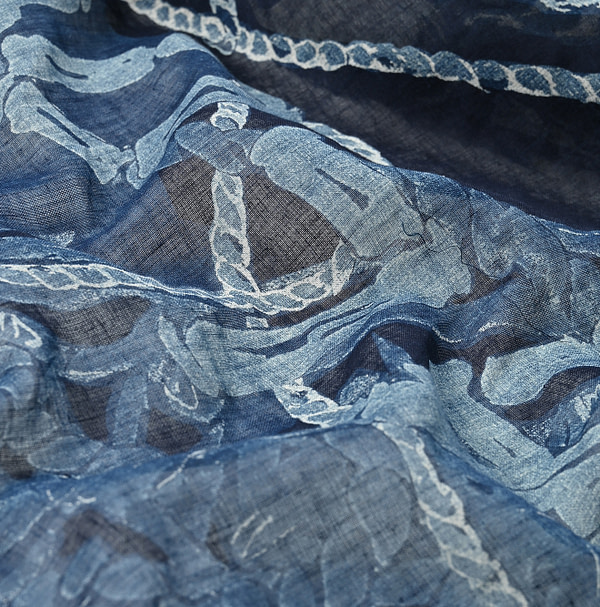 Indigo Gauze Paniolo Furoshiki Detail