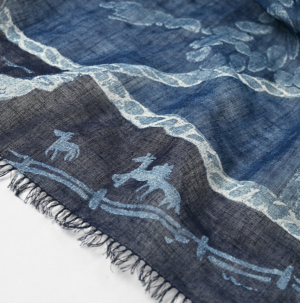 Indigo Gauze Paniolo Furoshiki Detail