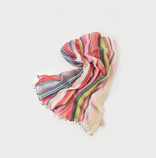 Indian Multi Stripe Stole Pink