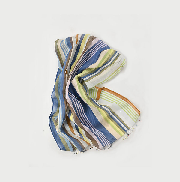 Indian Multi Stripe Stole Blue