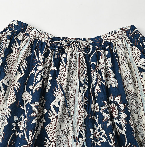 Sarasa Block Print Easy Gather Skirt Detail