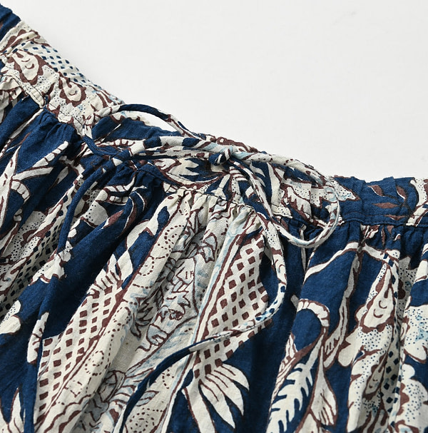 Sarasa Block Print Easy Gather Skirt Detail