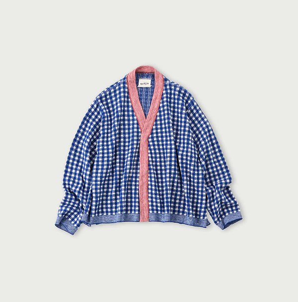 Gingham Jacquard Cache-Coeur Blue Gingham