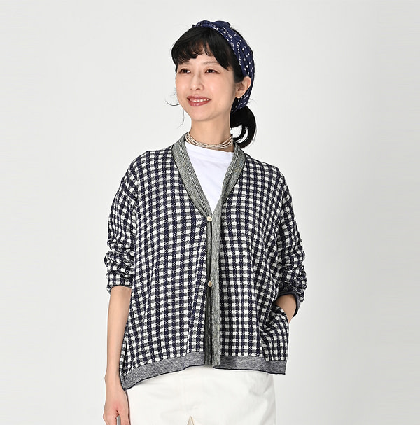 Gingham Jacquard Cache-Coeur Female Model