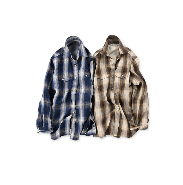 Indian Linen Twill 908 Shadow Check Eastern Shirt