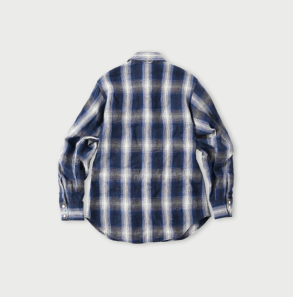 Indian Linen Twill 908 Shadow Check Eastern Shirt Back