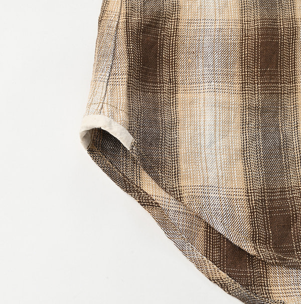 Indian Linen Twill 908 Shadow Check Eastern Shirt Detail