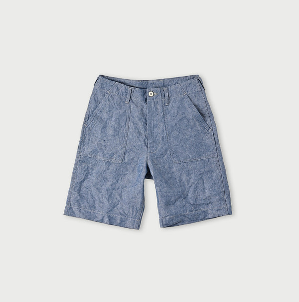 Linen Cloth 908 Baker Short Pants Blue Chambray