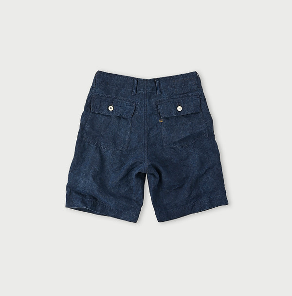 Indigo Linen Cloth 908 Baker Short Pants Back