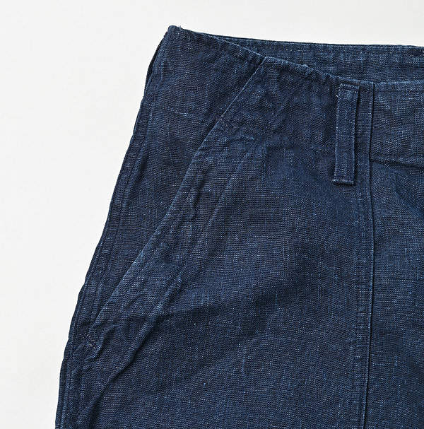 Indigo Linen Cloth 908 Baker Short Pants Detail