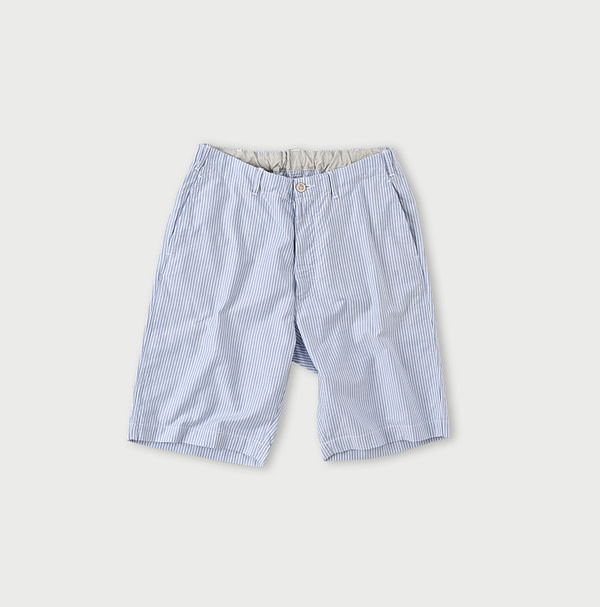 Supima OX 908 Easy Poppo Short Pants Saxe Stripe