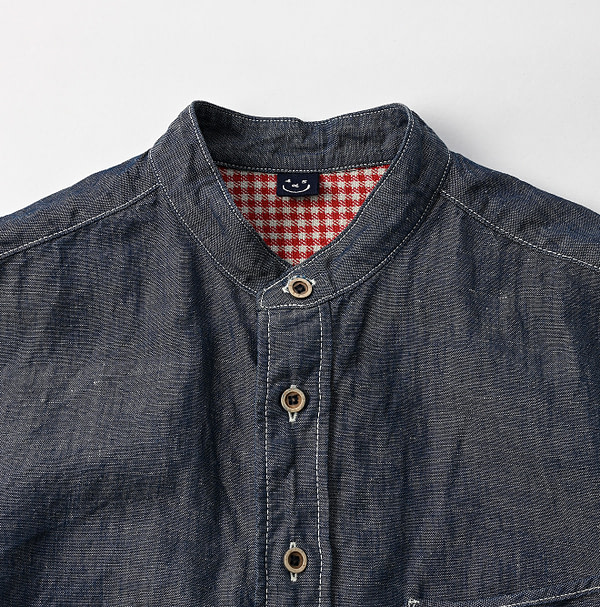 Cotton Linen Dungaree 908 Loafer Stand Shirt Nou Detail