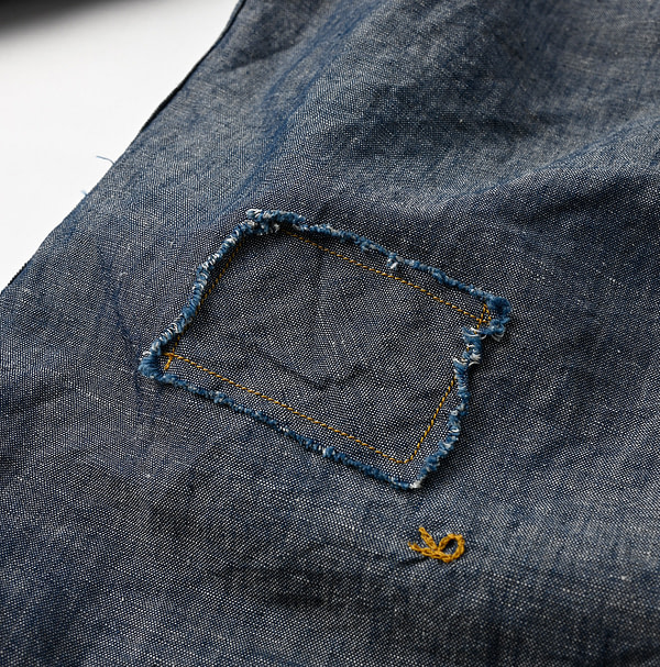 Cotton Linen Dungaree 908 Loafer Stand Shirt Nou Detail