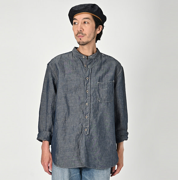 Cotton Linen Dungaree 908 Loafer Stand Shirt Nou Male Model