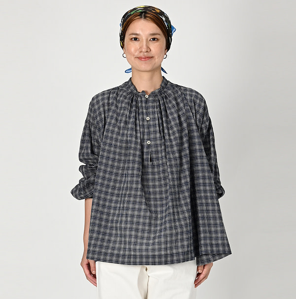 Autumn Breeze Khadi Smock Blouse Female Model