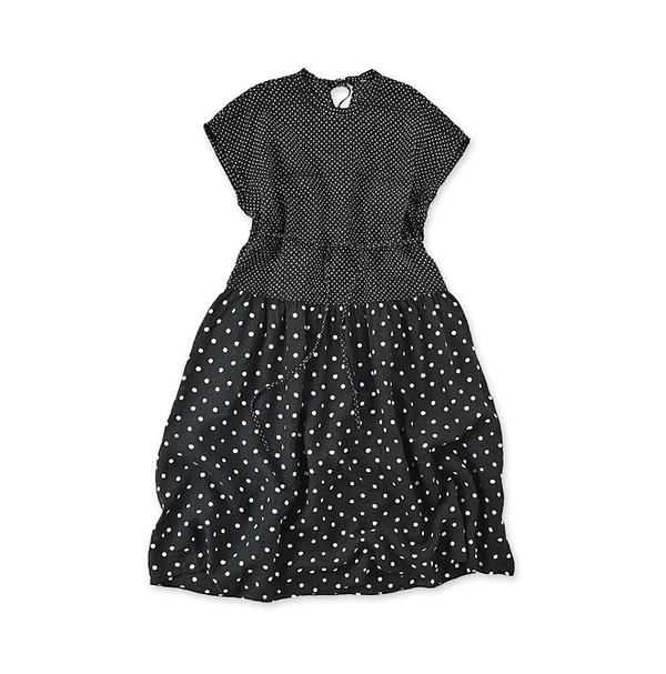 Indian Linen Dot Print Dress Charcoal