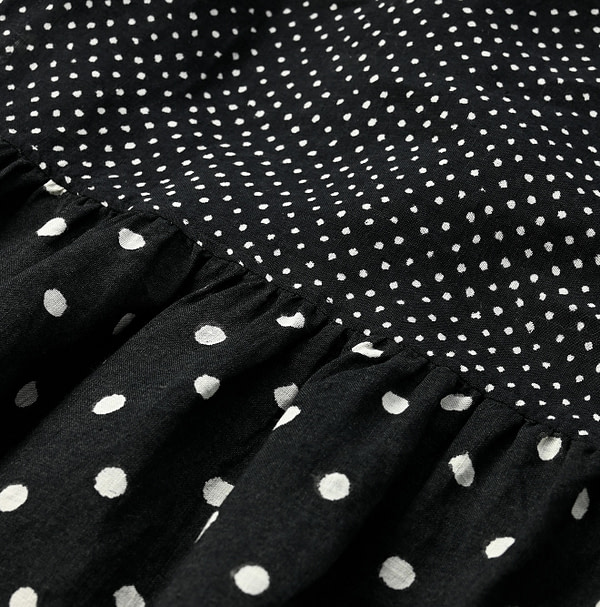 Indian Linen Dot Print Dress Detail