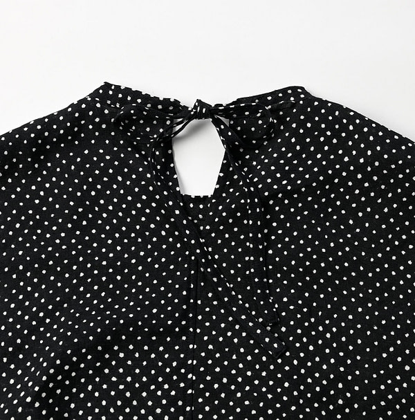 Indian Linen Dot Print Dress Detail