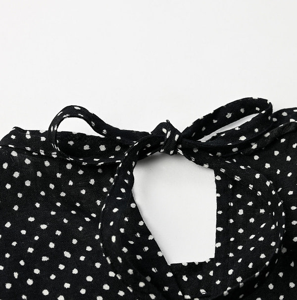 Indian Linen Dot Print Dress Detail