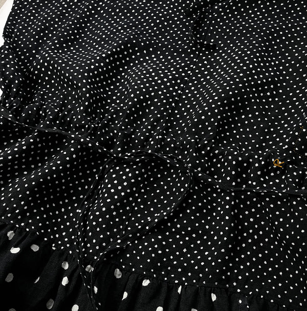 Indian Linen Dot Print Dress Detail