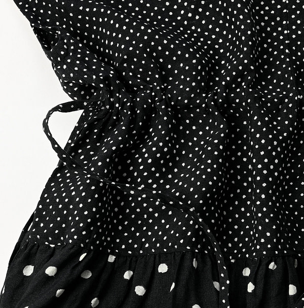 Indian Linen Dot Print Dress Detail