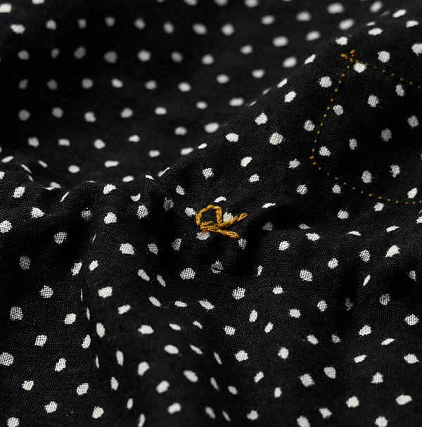 Indian Linen Dot Print Dress Detail