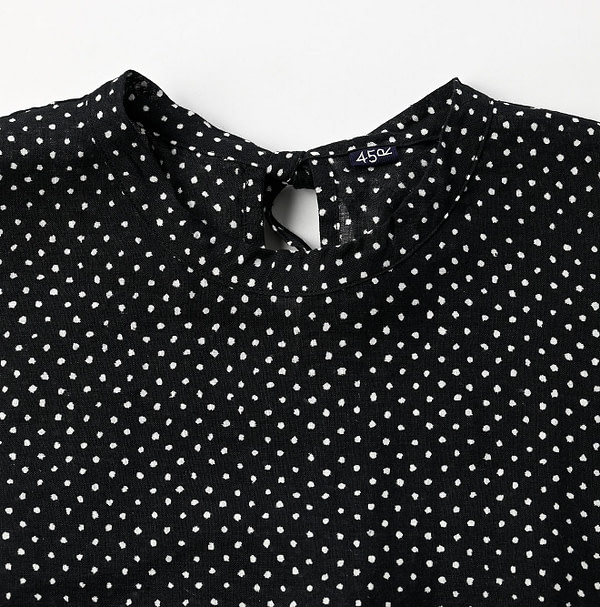 Indian Linen Dot Print Dress Detail