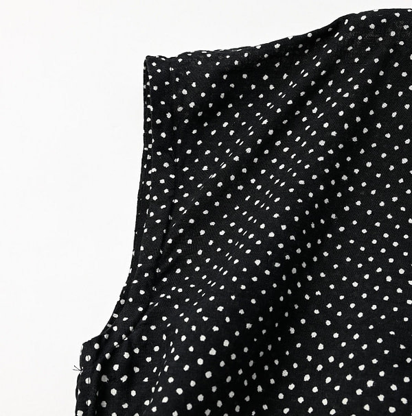 Indian Linen Dot Print Dress Detail