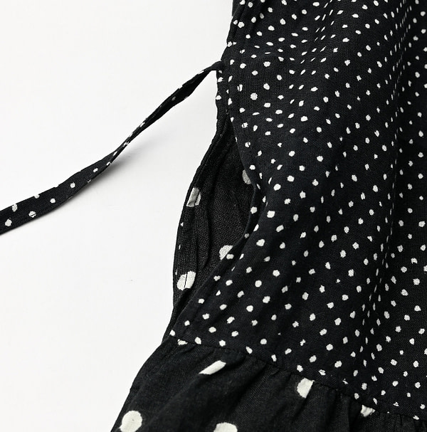 Indian Linen Dot Print Dress Detail