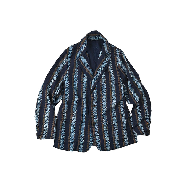 Indigo Batik Print 908 Stripe Blazer Indigo