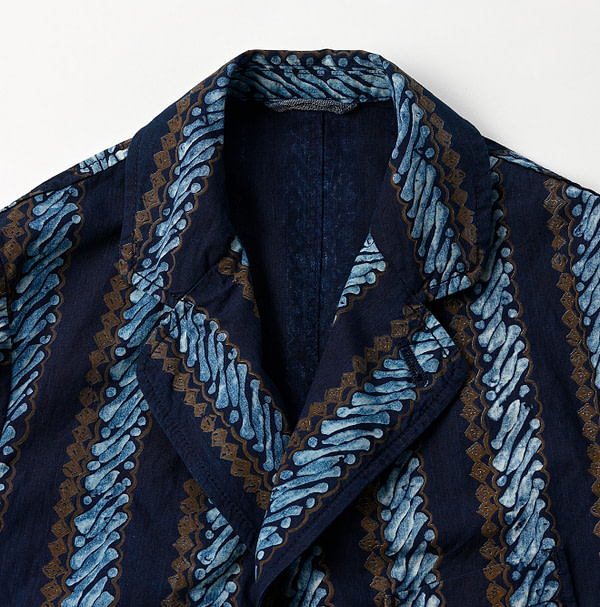 Indigo Batik Print 908 Stripe Blazer Detail