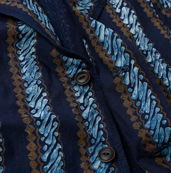 Indigo Batik Print 908 Stripe Blazer Detail