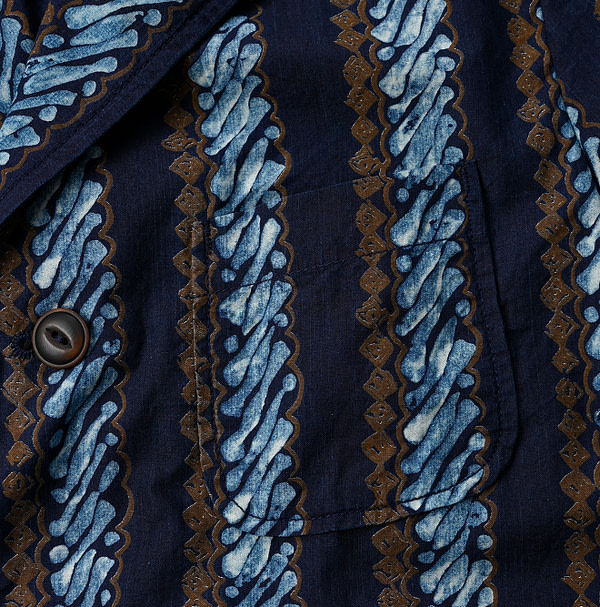 Indigo Batik Print 908 Stripe Blazer Detail